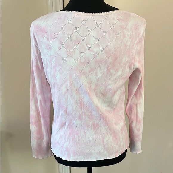 LoveShackFancy Pink Tie Dye Long Sleeve Tee size Large - Picture 2 of 5